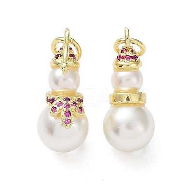 Brass & Cubic Zirconia & Plastic Imitation Pearl Pendants KK-G469-09G-1