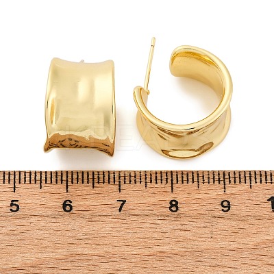 Brass C-Shaped Stud Earrings EJEW-R025-37G-1