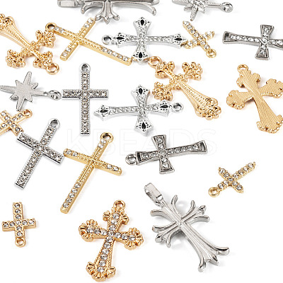 18Pcs 9 Styles Alloy with Crystal Rhinestone Pendants ALRI-TA0001-34-1