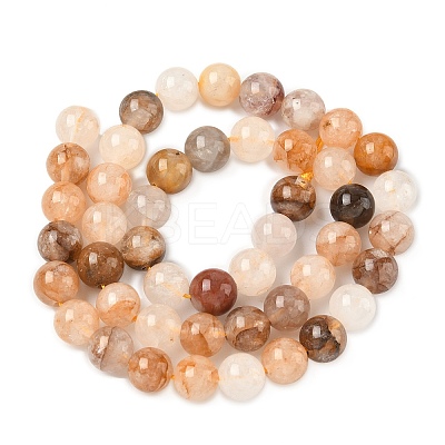 Natural Yellow Hematoid Quartz/Golden Healer Quartz Beads Strands X-G-D334-A02-8mm-1