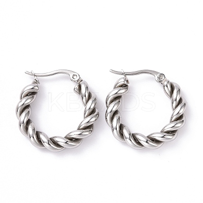 Non-Tarnish 304 Stainless Steel Twist Rope Hoop Earrings for Women EJEW-G298-07B-P-1