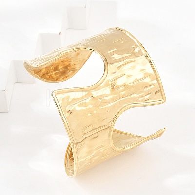 Hammered 304 Stainless Steel Cuff Bangles BJEW-Z164-01G-1