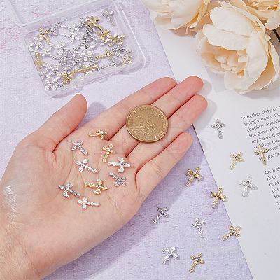 54Pcs 9 Style Zinc Alloy Rhinestone Cabochons MRMJ-HY0001-20-1