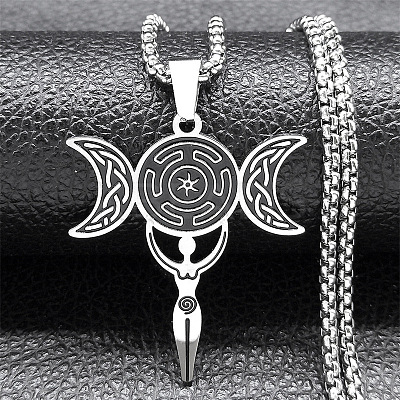 201 Stainless Steel Enamel Pendant Necklaces NJEW-P293-09G-1