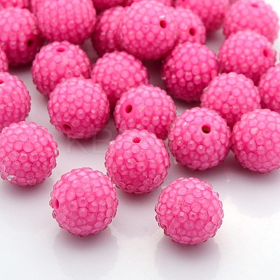 Chunky Resin Rhinestone Bubblegum Ball Beads RESI-S259-20mm-ST7-1