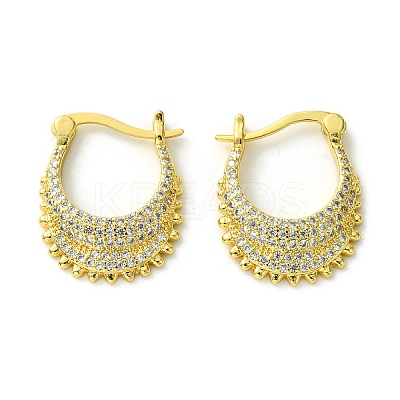 Brass with Cubic Zirconia Hoop Earrings EJEW-K267-05G-1