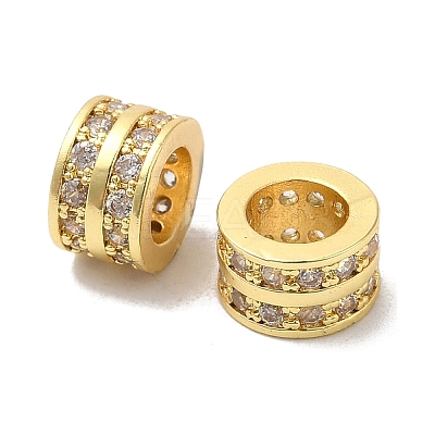 Rack Plating Brass Cubic Zirconia European Beads KK-R147-10G-1