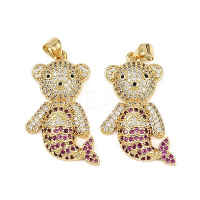 Brass Micro Pave Cubic Zirconia Pendants KK-S526-34G-1
