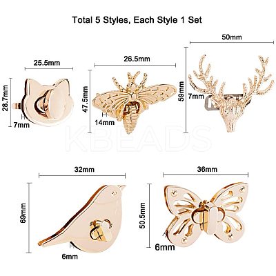 Zinc Alloy Bag Twist Lock Accessories AJEW-PH0017-40-1