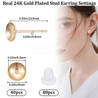 40Pcs 304 Stainless Steel Stud Earring Findings STAS-BBC0004-04-1
