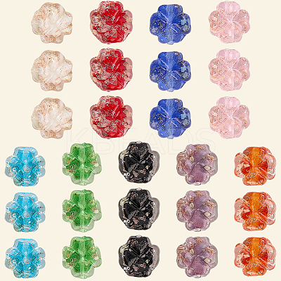 45Pcs 9 Colors Luminous Handmade Gold Foil Glass Beads Strands FOIL-PA0001-01-1