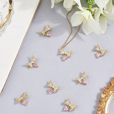 8Pcs Brass Micro Pave Cubic Zirconia Connector Charms KK-BBC0019-38-1