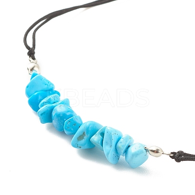Synthetic Turquoise(Dyed) Chips Braided Bead Bracelet BJEW-JB08019-05-1
