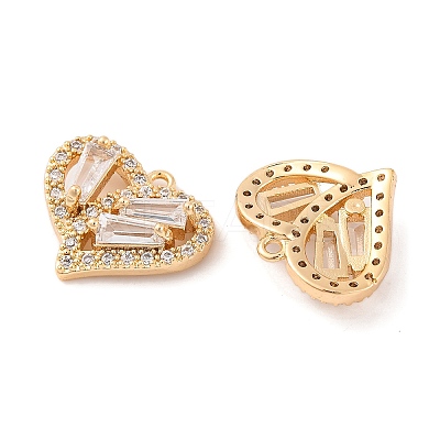 Brass Micro Pave Clear Cubic Zirconia Pendants KK-S389-13G-1