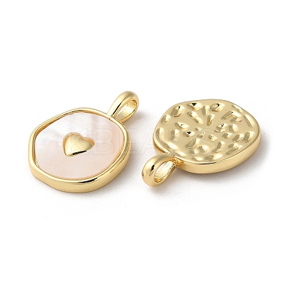 Rack Plating Brass Pendants with Natural Shell X-KK-K332-40G-1
