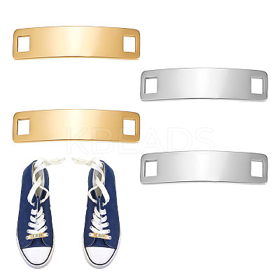 4Pcs 2 Colors 304 Stainless Steel Shoelace Charms STAS-UN0050-21-1