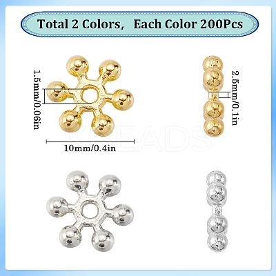 400Pcs 2 Colors Zinc Alloy Spacer Beads FIND-SP0002-18-1