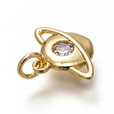 Brass Micro Pave Clear Cubic Zirconia Charms ZIRC-B002-27G-1
