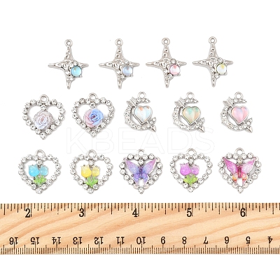 20Pcs 8 Styles Platinum Alloy Glass Pendants FIND-FS0003-78-1