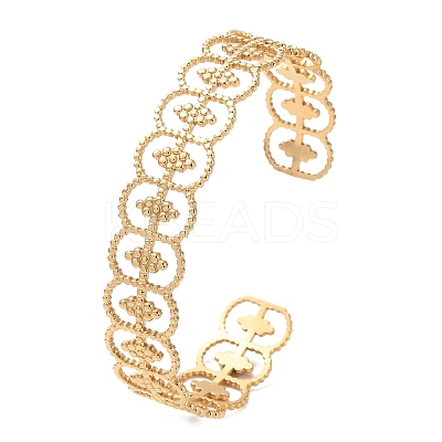 304 Stainless Steel Hollow Oval Cuff Bangles BJEW-F457-11G-1