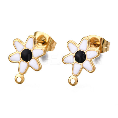 304 Stainless Steel Enamel Stud Earring Findings STAS-T052-43G-M-1