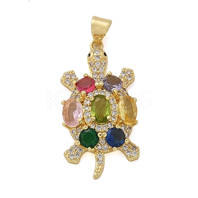 Tortoise Brass Micro Pave Cubic Zirconia Pendants KK-M319-19G-1