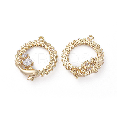 Brass Micro Pave Cubic Zirconia Pendants LS-ZIRC-K083-001G-1