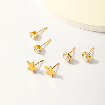 Elegant 18K Gold Plated 3 Pairs Fashion Casual Earrings Set for Women PC1813-1