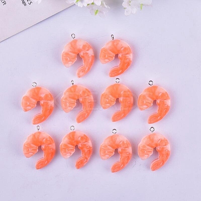 Shrimp Resin Imitation Food Pendants RESI-R442-01-1