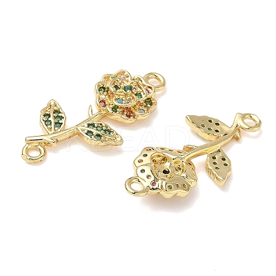 Brass Pave Colorful Cubic Zirconia Connector Charms KK-L253-21G-02-1