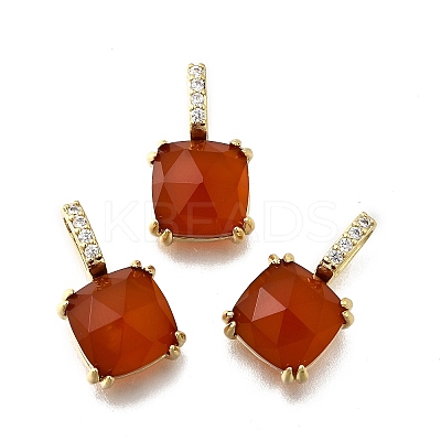 Natural Carnelian(Dyed & Heated) Faceted Square Pendants KK-F899-03C-G-1
