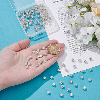 100Pcs Brass Rhinestone Beads KK-UN0005-13S-1