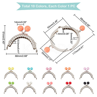 10Pcs 10 Colors Iron Kiss Lock Purse Frames FIND-PH0007-40-1