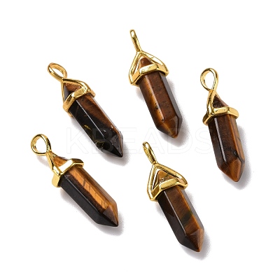 Natural Tiger Eye Pointed Pendants G-K329-43G-1
