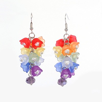 Flower Acrylic Cluster Earrings EJEW-JE01685-1