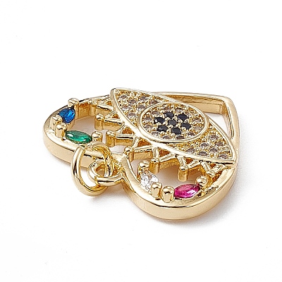 Brass Colorful Cubic Zirconia Pendants KK-E068-VA184-2-1