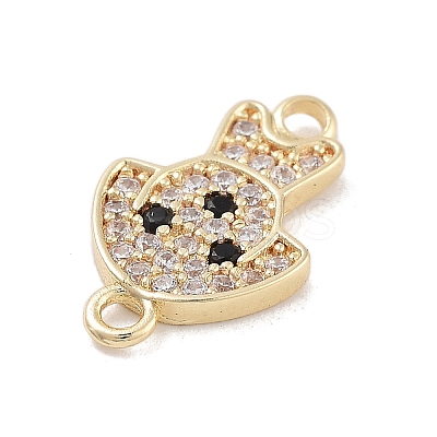 Brass Pave Clear & Black Cubic Zirconia Pet Puppy Connector Charms LS-KK-Z061-01G-02-1