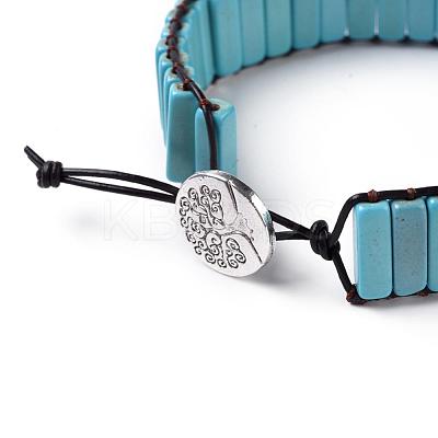 Synthetic Turquoise Beads Cord Bracelets BJEW-JB04146-1
