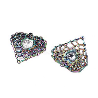 304 Stainless Steel Rhinestone Pendants STAS-L290-52RC-1