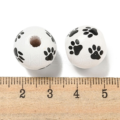 Printed Wood European Beads WOOD-G022-09K-1
