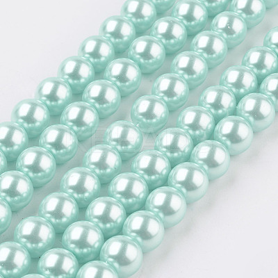 Eco-Friendly Dyed Glass Pearl Round Beads Strands HY-A002-10mm-RB034N-1