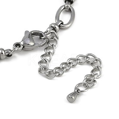 Anti-Tarnish 304 Stainless Steel Oval Link Chain Anklets AJEW-A057-01P-1