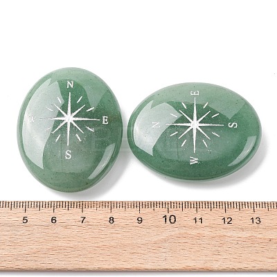 Oval Natural Green Aventurine Compass Display Decorations G-G301-02F-1