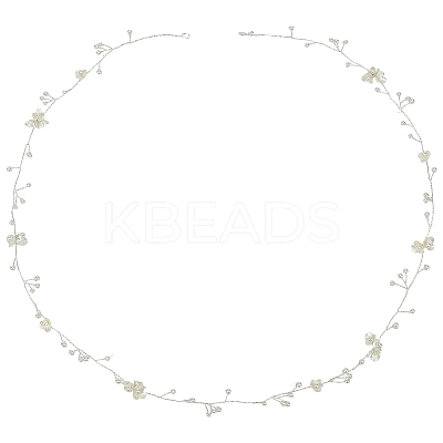 Handmade Imitation Pearl with Polyester and Resin Flower Headbands Hair Vine for Bride OHAR-WH20010-07S-1