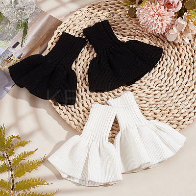 2 Pairs 2 Colors Cotton Knit Rib Sleeve Cuff AJEW-FG0003-95-1