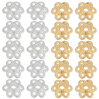 400Pcs 2 Colors Alloy Bead Caps FIND-PA0001-09-1