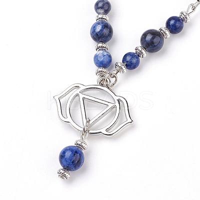 Natural Sodalite Pendant Necklaces NJEW-P191-B06-1