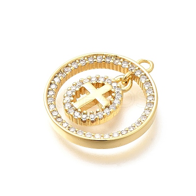 Brass Micro Pave Cubic Zirconia Pendants KK-G519-07G-04-1