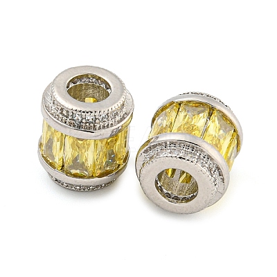 Rack Plating Brass Micro Pave Cubic Zirconia European Beads KK-F089-31P-1