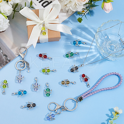 40Pcs 8 Styles Angel Glass & Alloy Pendant Decorations HJEW-FH00076-1